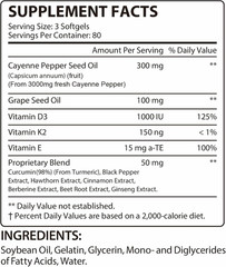 Cayenne Pepper Softgels 240 Ct D3 K2 E Turmeric Berberine Blood Circulation