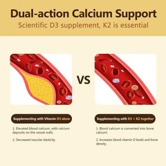 2 Bottles D3 K2 Veggie Softgels Daily Bone Heart Immune Vegan Wellness Support