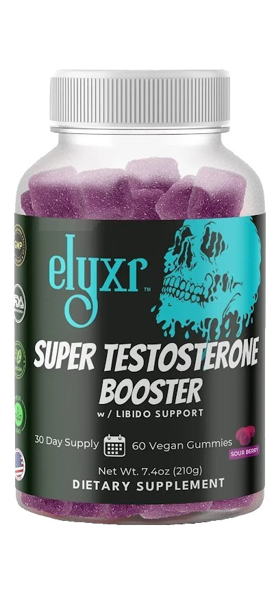 ELYXR – Super Testosterone Booster w/Libido Support 60 Gummies 30serv EXP 3/2027