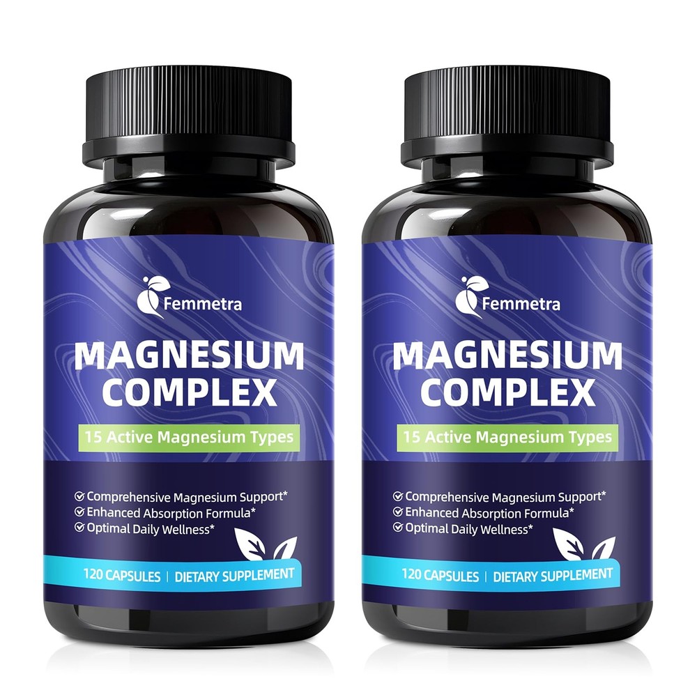 Magnesium Complex for Women Men 1350mg 15 in 1 Pure 120 Count (Pack of 2)