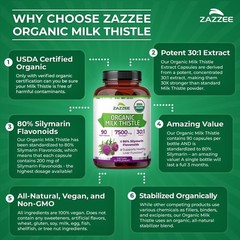 USDA Organic Milk Thistle 30:1 Extract, 80% Silymarin, 90 Capsules, 3 Suppl…
