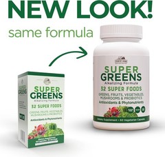 Alkalizing Super Greens Vegicaps – 32 Superfoods for Immune Support – 60 Caps