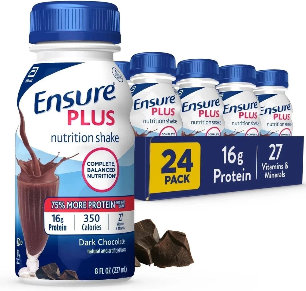 Ensure Plus Dark Chocolate Nutrition Shake 8 fl oz24 Pack Meal Replacement Drink