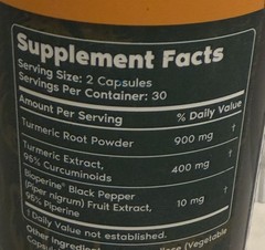TURMERIC COMPLEX Black Pepper Extract Joint Mobility Support 60ct 2027 Fast Ship