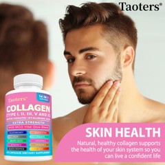 Collagen Capsules Peptides Types I, II, III, V & X 64,000 MCG Biotin
