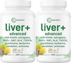 Liver Advanced+, 240 Veggie Capsules | 20-in-1 Complex with Milk Thistle