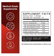 High Level Science Omega-3 CoQ10 Vitamin E Heart Body Mind Health 60 Softgels