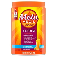 Metamucil 4-in-1 Fiber Sugar-Free Supplement (Orange) 6.1 OZ (2 Pack)