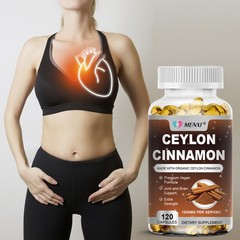 Organic Ceylon Cinnamon Capsules 1800mg Blood Sugar Support Non-GMO, Gluten Free