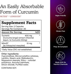 MitoQ + Curcumin 180 Capsules Cellular Dietary Supplement Exp 04 / 2027