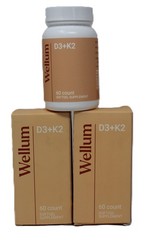 x2 Wellum D3 & K2 60 Count Soft Gel Supplement Supports Bone Immune Health 6/28