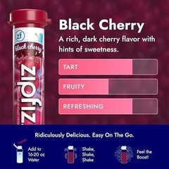 Zipfizz Daily Energy Drink Powder, Black Cherry, 20 Pack 3-in-1 Sustained Energ