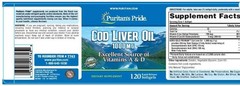 Puritan’s Pride Cod Liver Oil 1000 mg, Good source of Vitamin A&D – 120 Softgels