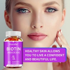 Biotin 10000mcg Rapid Release High Potency 60 Gummies Hair Skin Nails Supplement