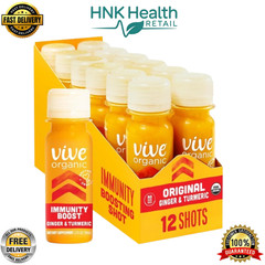 Vive Organic Immune Support Shot, Cold-Pressed Ginger, Turmeric (Pack of 12)