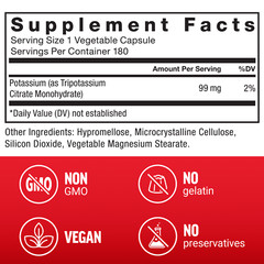 Force Factor, Potassium Citrate, 99 mg, 180 Vegetable Capsules