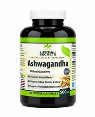 Ashwagandha 500mg 250 Veggie Capsules Stress Mood Support Non GMO USA