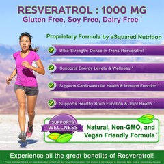 Resveratrol Extract 1000mg Supplements, Anti Aging, Joint Pain, 60 Caps