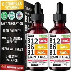 2-PC Nusava Vitamin B complex – B 12, B 6 & B 1 + Niacin & Folate – Double pack