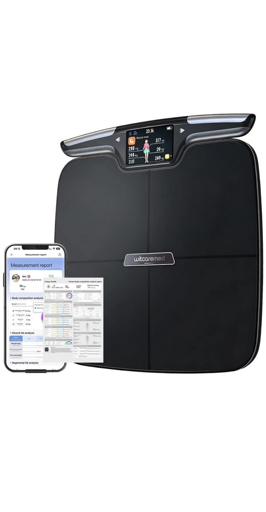 Witcaremed Smart Scale for Body Weight with BMI, Body Fat, Muscle Mass, 8 Electr