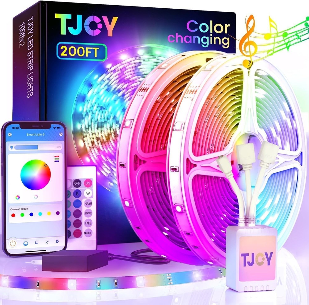 TJOY 200ft Bluetooth LED Strip Lights, Long Lighting 200 ft, Multicolor