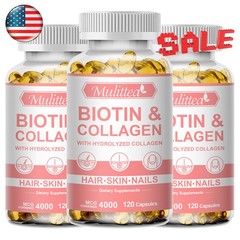 Biotin & Collagen Capsules 4000mcg For Hair,Skin,Nails,Bones,Joints Vitamins US