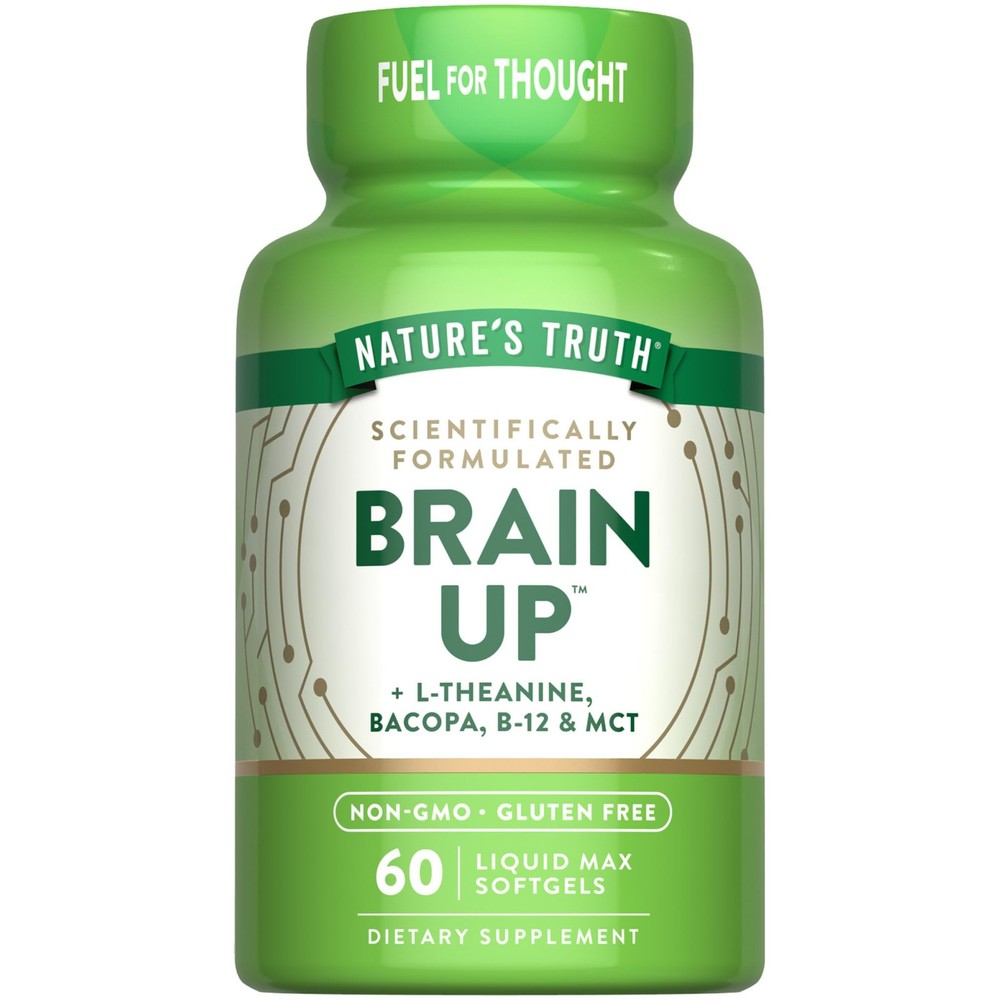 Natures Truth Brain Up Softgels | 60 Count | with L-Theanine, Bacopa, B-12 M…
