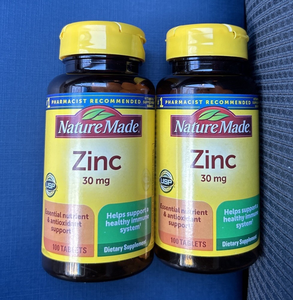 Nature Made Zinc 30 mg 100 Tabs Each Lot Of 2 Bottles Exp/10/2026