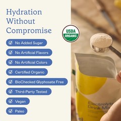 Organic Electrolyte Drink Mix – Low Sugar Hydration Powder, Lemonade Flavor, Non