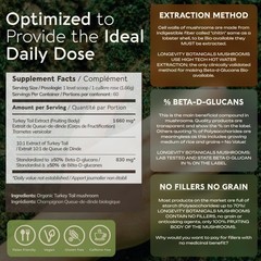 Longevity Botanicals Organic Turkey Tail Mushroom Powder Supplement Extract