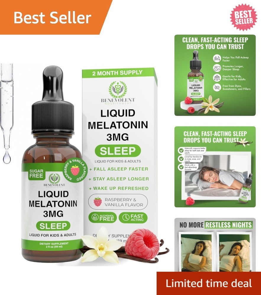 Benevolent Liquid Melatonin Drops – Fast-Acting Sleep Aid for All Ages, 3mg