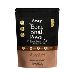SAVVY Bone Broth Power Chocolate Protein Powder, 23g Protein, 12g Collagen G…