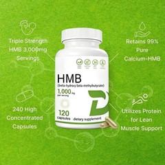 Triple Strength HMB 3000mg Per Serving, 120 Caps Non GMO/Gluten Free
