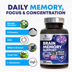 Brain Supplement for Memory & Focus – Nootropics for Concentration & Energy