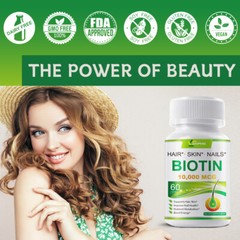 Biotin Capsules 10000mcg – Max Strength, Hair Growth, Strong Nails, Healthy Skin