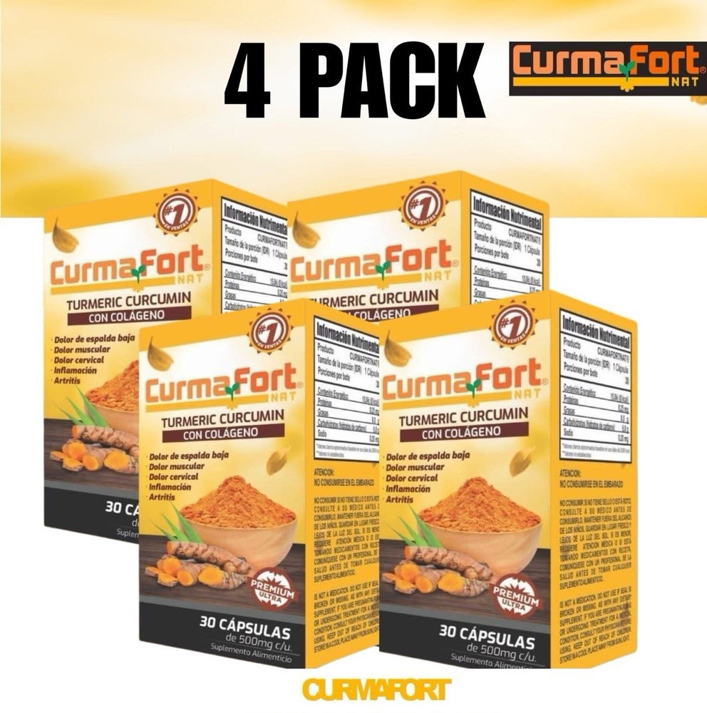 4 PACK! CurmaFort Turmeric Curcumin with Collagen Joint & Muscle Relief 120 Caps