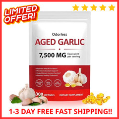 Odorless Garlic 7500Mg per Servings, 300 Softgels | 2 Years Aged Garlic Extra…