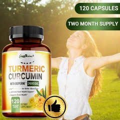 Turmeric Curcumin Highest Potency 95% 2600mg with BioPerine Black Pepper Extract