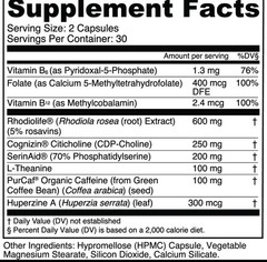 Transparent Labs Cognition Mental Performance Supplement 60 Capsules New