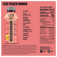 Refresh With LYTE Peach Mango Electrolyte Drinks – 15 Calories, 8 Bottles, 12 Oz