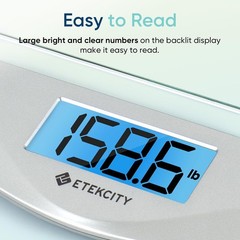 Digital Bathroom Scale Large Blue LCD Backlight Tempered Glass 400lb