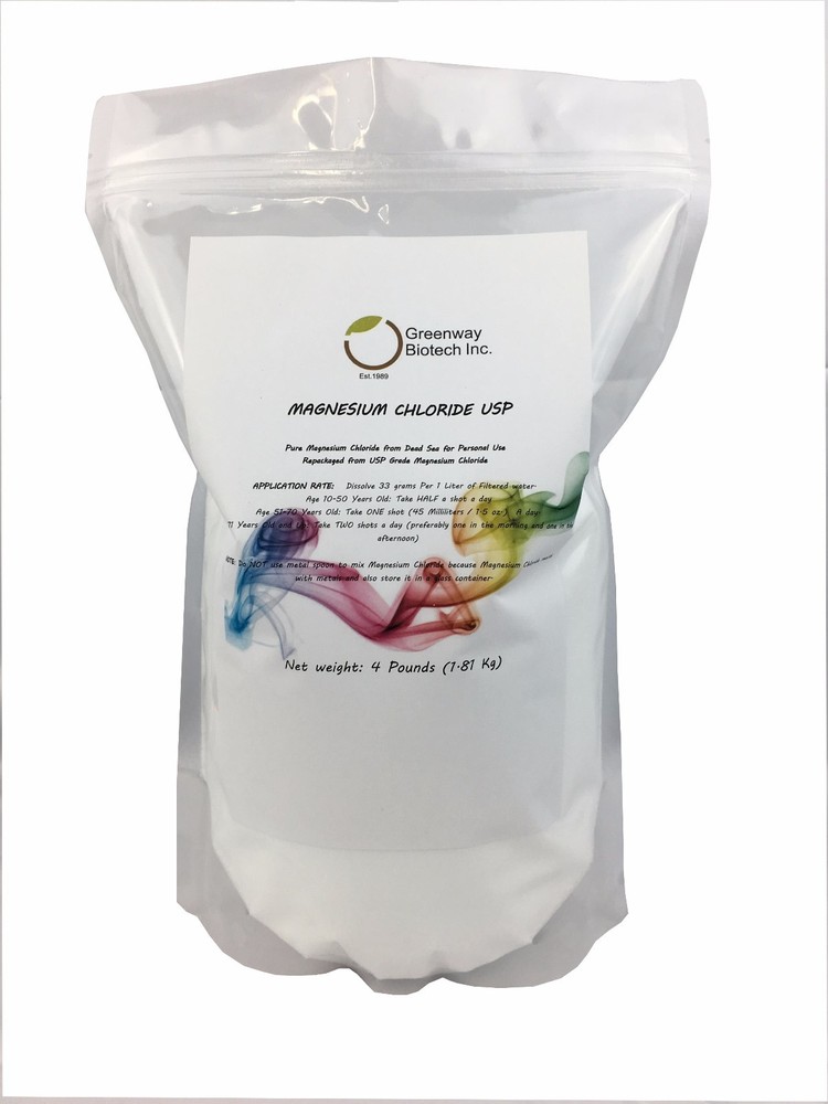 Magnesium Chloride Pharmaceutical Grade 100% Edible “Greenway Biotech” 4 Pounds