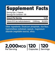 Nutricost Vitamin B12 (Methylcobalamin) 2000mcg, 120 Capsules