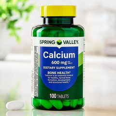 Spring Valley Calcium 600 mg 100 Tablets Bone & Joint No Artificial Flavors