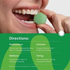 Create Creatine Monohydrate Gummies for Men & Women, Strength, Sour green 90 CT