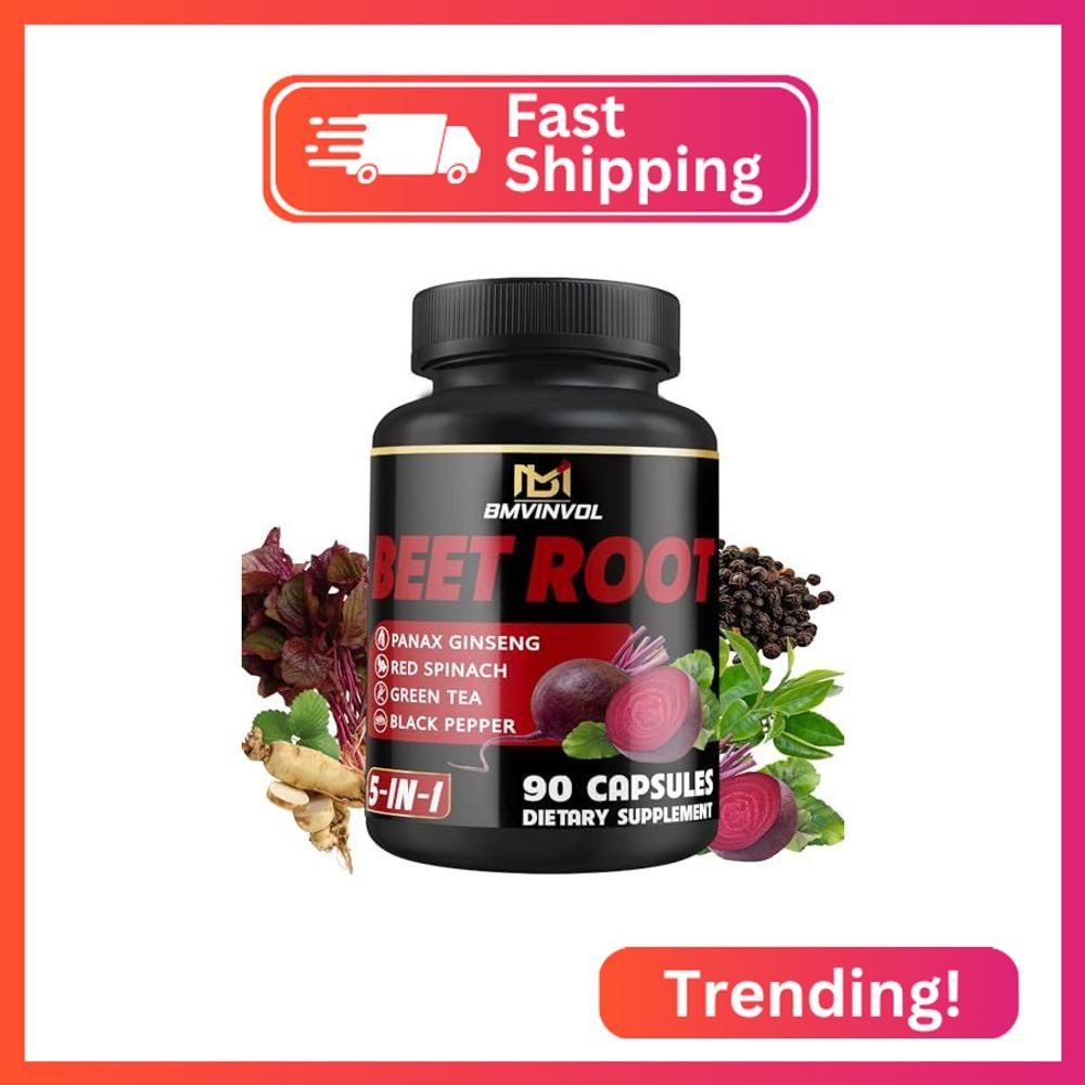 BMVINVOL Beet Root Capsules – Green Tea, Red Spinach, Ginseng, Black Pepper – 90