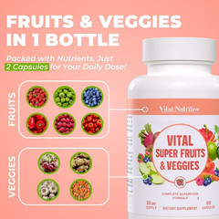 New Vital Super Fruits Veggies Daily Supplement Capsules Fast Shipping