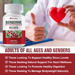 High Absorption,Blood Sugar Support Supplement 5000mg Berberine Extract 60 Caps