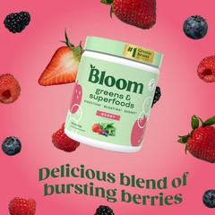 Bloom Greens & Superfoods Powder Strawberry Kiwi 48 Servings DairyFree Exp 11/26