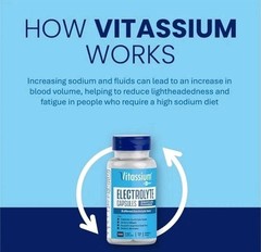 Vitassium Electrolyte Capsules 100 Ct. POTS and High Sodium Diets, Exp 3/27